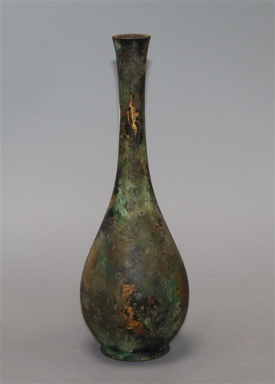 A Japanese patinated bronze bottle shaped vase height 23cm